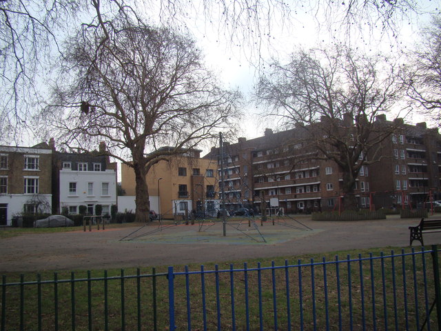 View of the children's play area from London Fields