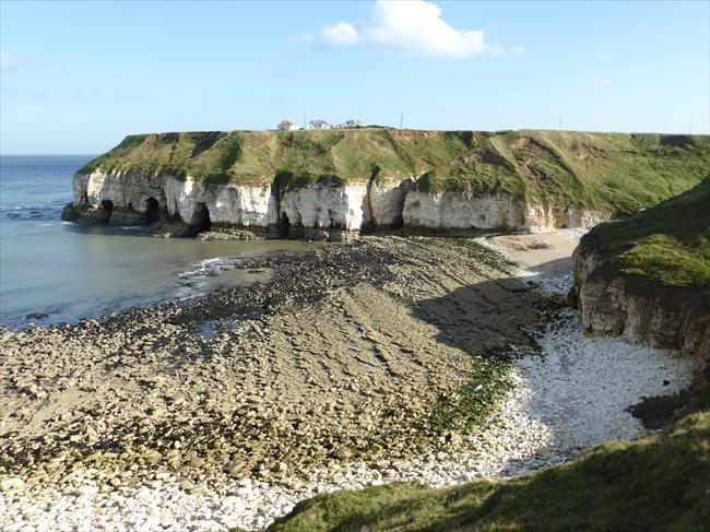 View across Thornwick Bay to High Holme, north side of Flamborough headland
