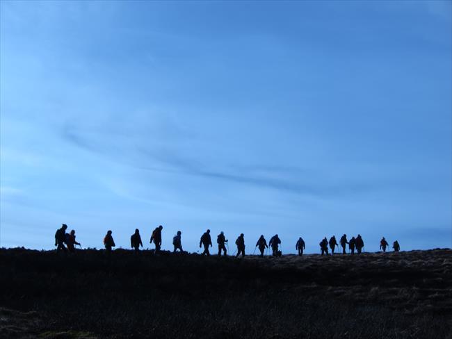 Walking group near Maiden's Cleuch