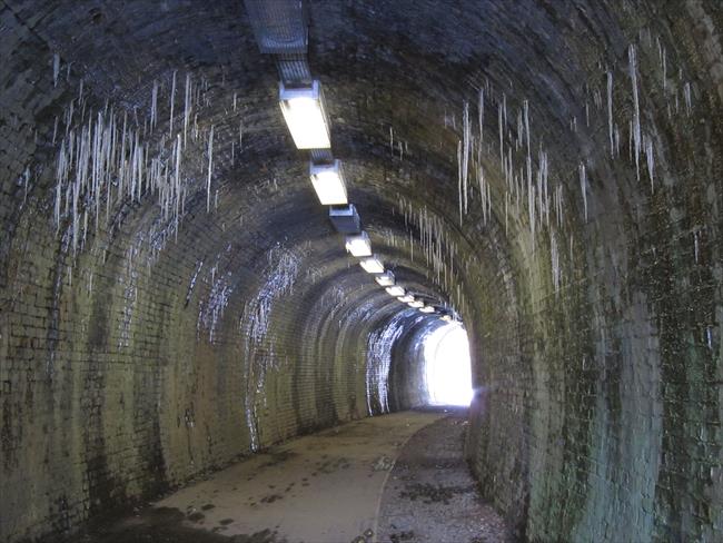 Icicles in railway tunnel