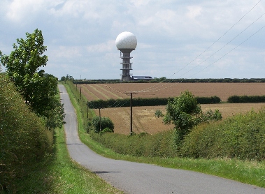 View from Claxby showing distinctive radar station