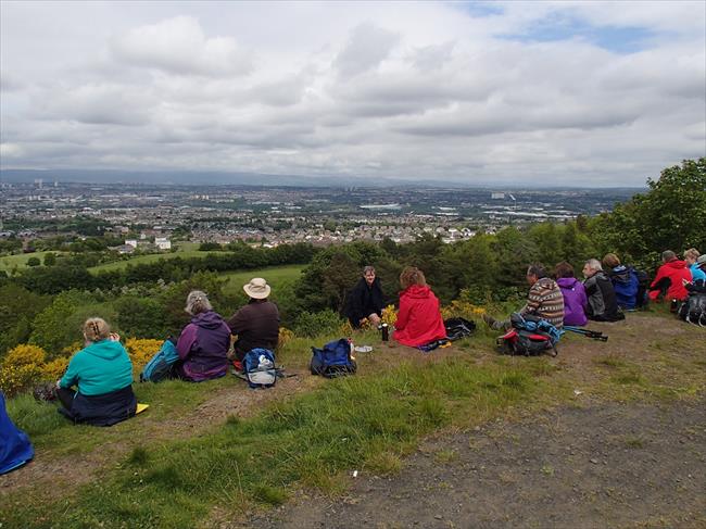 At the top of the braes.