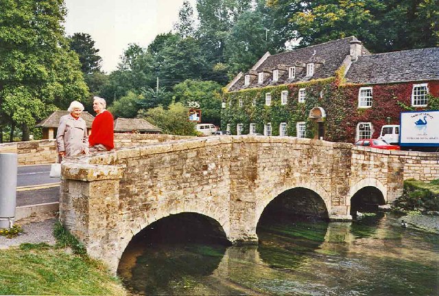 Bridge at Bibury with Swan Hotel in background
