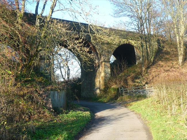 Disused railway viaduct at start of Monsal Trail