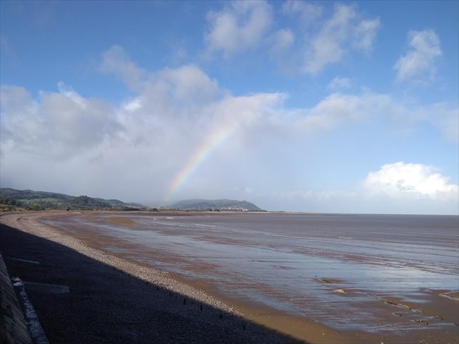 Blue Anchor Bay with rainbow