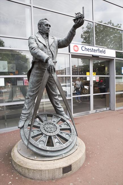 George Stephenson statue outside Chesterfield Railway Station