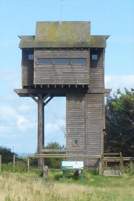 Bird Hide Tower at Steart point which marks the end of the Trail