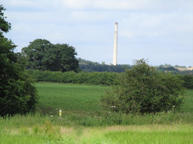 The quarry works chimney looking back from Welbeck Estate.