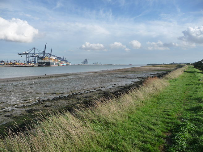 View across the River Orwe to Felixstowe port