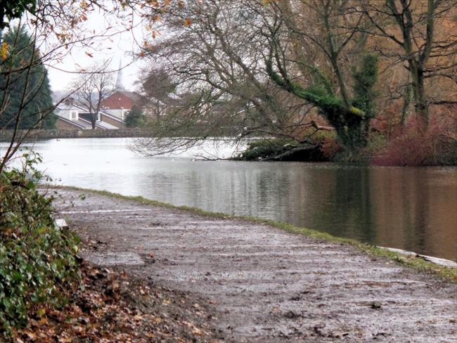Walton Dam with the Crooked Spire on the horizon - December 2020