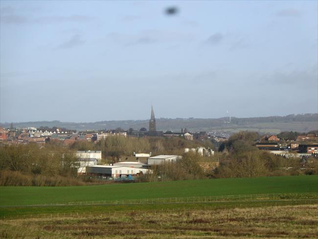 Towards Chesterfield from the Avenue Country Park. Note the Crooked Spire + the Unstone Radio Mast on the skyline.