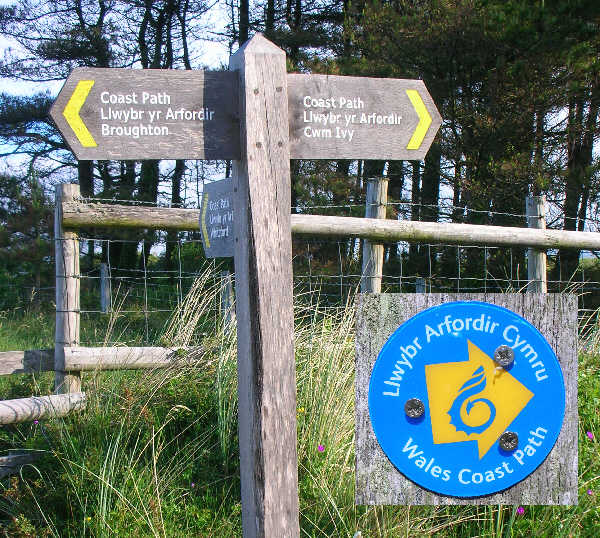 Two examples of signs for the Welsh Coast Path