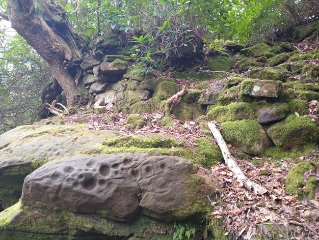 Remains of the Broch and cup and ring marked stone
