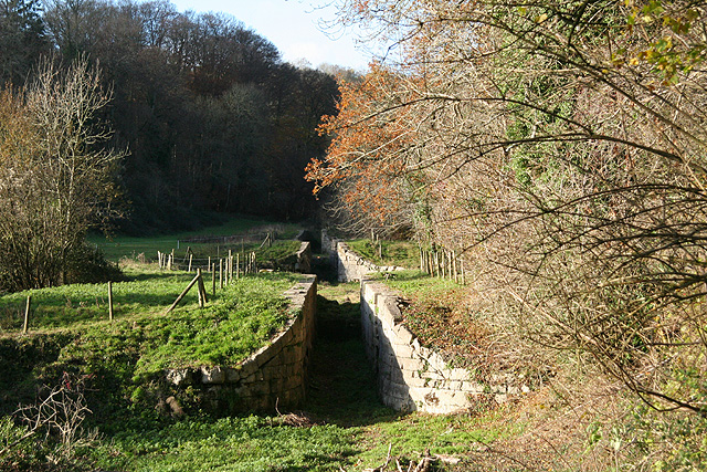 Derelict chambers of Combe Hay Locks.