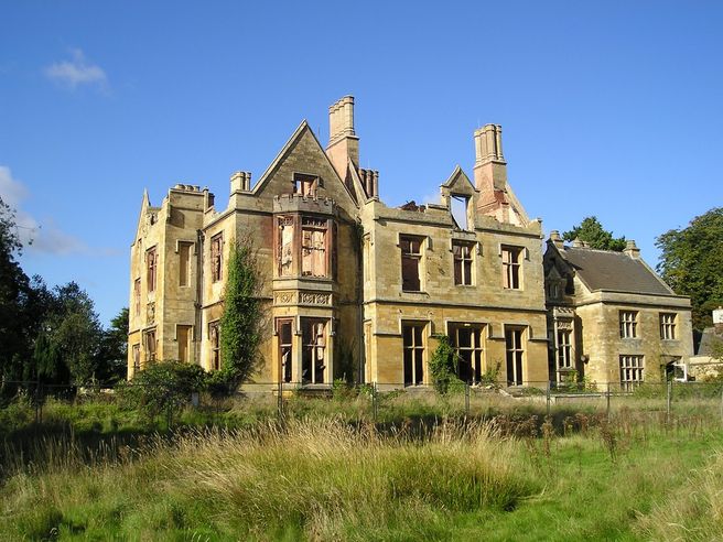 The ruins of Nocton Hall (just off route).