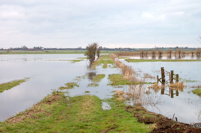 The flooded Levels, looking north