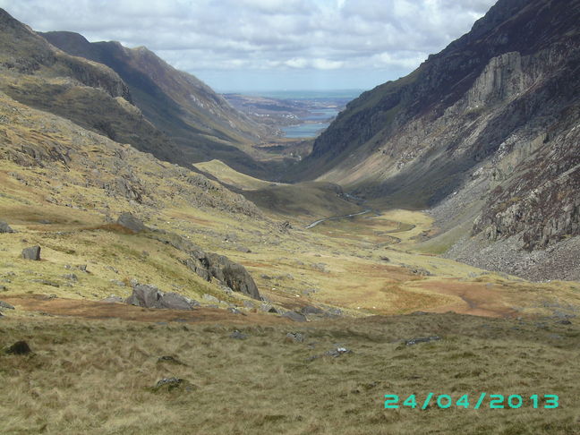 Looking Northwards along the Pass of Llanberis from the PYG track.