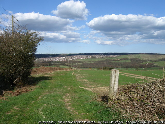 View across fields towards Consett